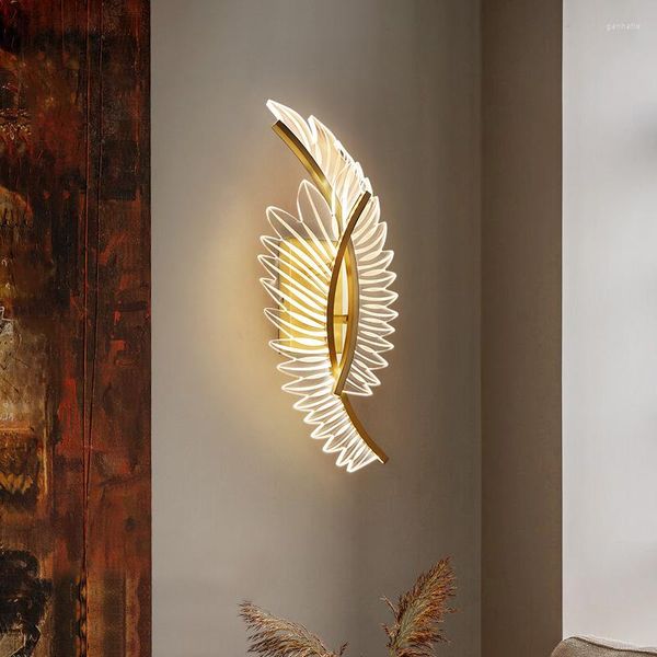 Lâmpada de parede Biewalk Modern Gold Light Luxury Double Wing Design Quarto Cabeceira LED AC 110V 220V Home Interior Luminárias