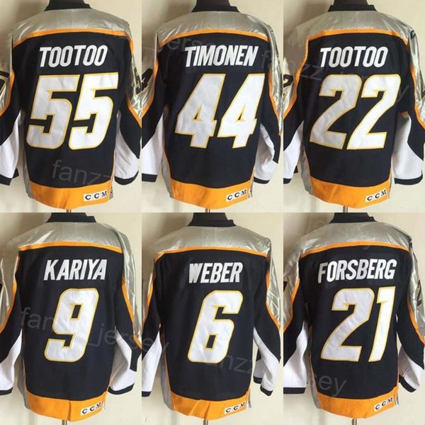 Uomo Vintage Hockey 22 Jordin Tootoo Jersey Retro 44 Kimmo Timonen 47 Radulov 55 Jordin Tootoo 6 Shea Weber 9 Paul Kariya 21 Filip Forsberg Classico CCM Ricamo