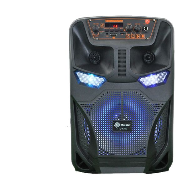 8 inç Caixa De Som Bluetooth Taşınabilir Ses Kutusu Güçlü Kablosuz Ahşap Hoparlör Büyük Parti Karaoke RGB Işık Subwoofer Mic ile