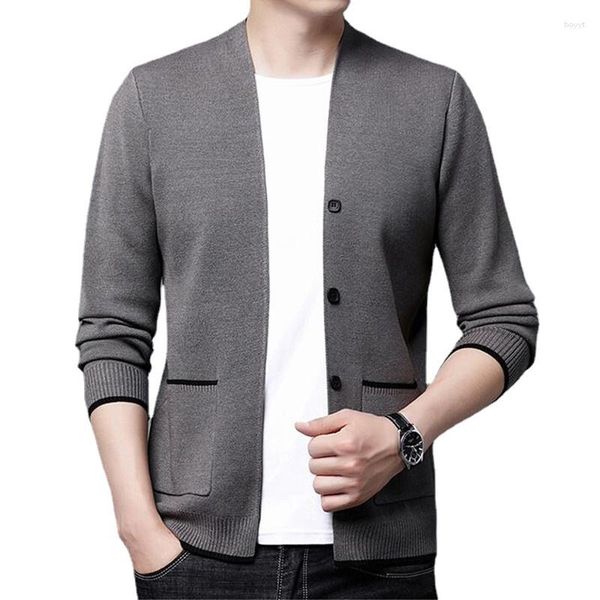 Suéter masculino 2023 Top Grade Marca Designer Moda Malha Estilo Coreano Cardigan Homens Camisola Sólida Casacos Casuais Jaqueta Mens Roupas 3XL