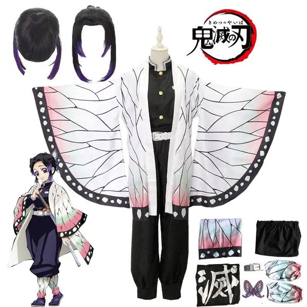 Cosplay Kochou Shinobu Cosplay Demon Slayer Costume Cosplay Anime Shinobu Haori Parrucca Kimono Cappotto uniforme per donna Costume di Halloween 231005