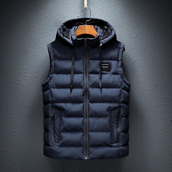 Gilet da uomo con cappuccio Primavera Autunno Giacca senza maniche per uomo Moda caldo con cappuccio Gilet invernale da uomo Leggero Plus Size Gilet da lavoro da uomo Gilet 231005