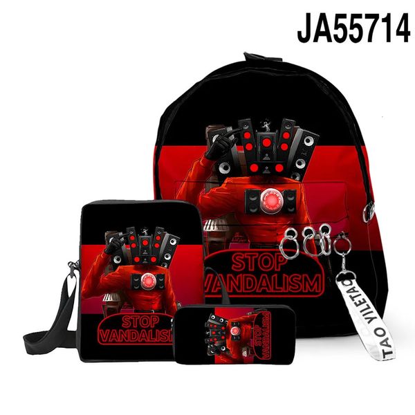 Sacos escolares 3 pçs/set Skibidi WC Dos Desenhos Animados Sacos Escolares Crianças Mochilas Mochila Bolsa Caixa de Lápis Crianças Laptop Adolescente Sacos 231006