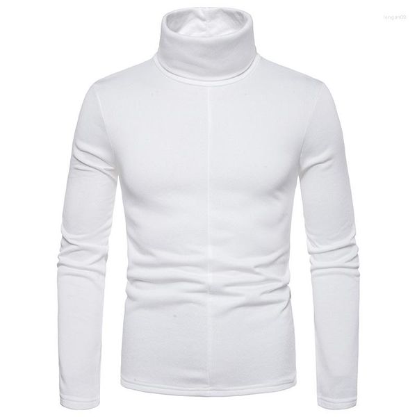 Homens camisetas Branco Veludo Turtleneck Camisa Homens 2023 Outono Inverno Slim Fit Manga Longa T-shirt Hipster Casual Camiseta Masculina