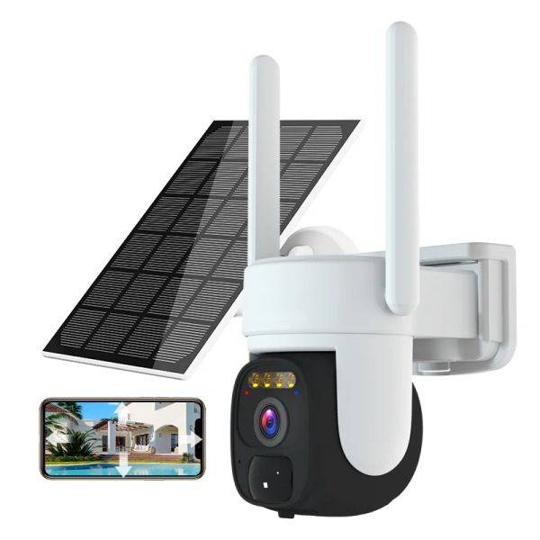 Telecamera solare Wifi Esterna 3MP Zoom digitale 3x Sorveglianza IP PIR Audio Accesso remoto Rilevamento AI Riduzione del rumore Allarme push