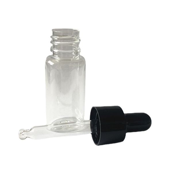 Garrafa conta-gotas de plástico pet 10ml, recipientes transparentes para óleo essencial, envio rápido zz