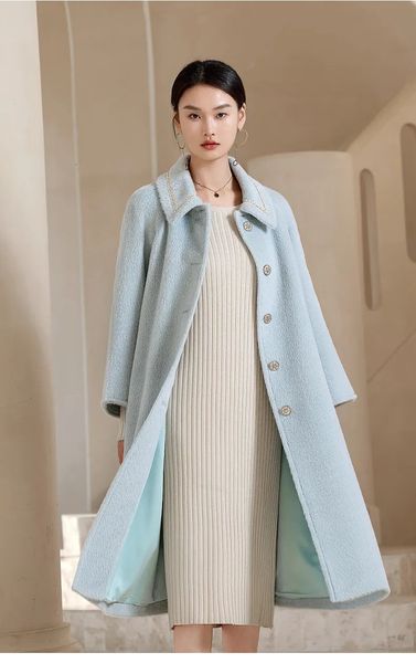 Женский свитер из смеси шерсти 100 Suli Alpaca, зимнее длинное кружевное пальто, однобортное молочно-белое повседневное модное черное утепленное теплое 231006
