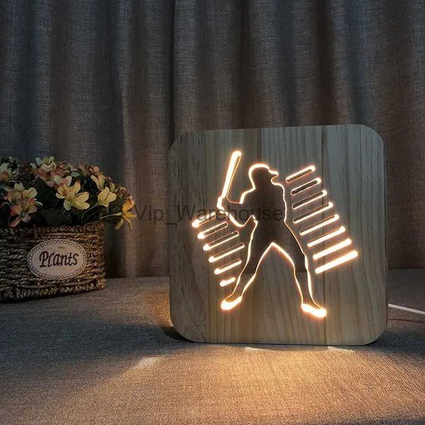 Tischlampen Acecorner LED USB Nachtlicht Holz Hund Pfote Katze Wolf Kopf Tier Lampe Neuheit Kind Schlafzimmer 3D Dekoration Tischlampe Kinder GIF YQ231006