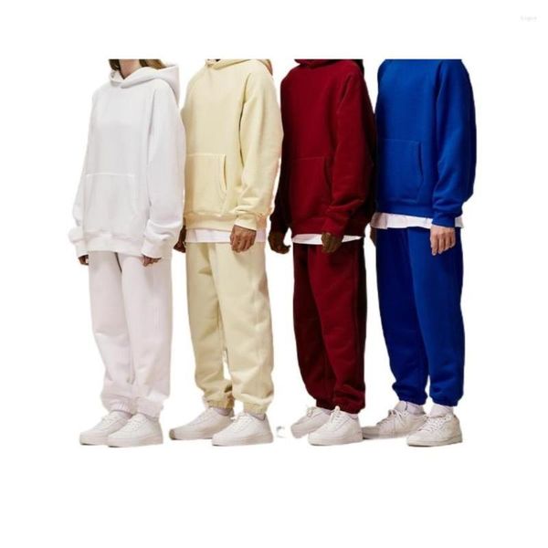 Tute da uomo unisex oversize con cappuccio e jogger set 2023 inverno spesso foderato in pile polare pesante tuta da jogging da uomo