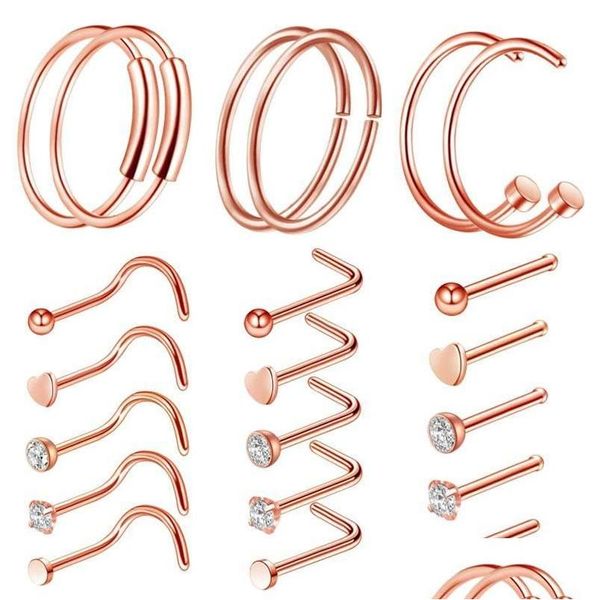 Nasenringe Ohrstecker Nasenringe Ohrstecker Diamantring Antiallergie Nasenstecker Schrauben Rose Ball Piercing Frauen Schmuck Hoop Drop Ship 206 De Dhkne