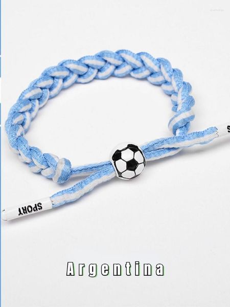 Braccialetti con ciondoli Bracciale tessuto stella del calcio Portogallo Brasile Francia 2023 souvenir polsino da uomo Boho