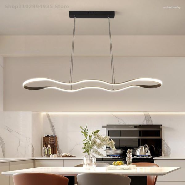 Lustres sala de jantar lustre minimalista criativo espiral barra candeeiro mesa moderna nordic atmosférica casa e salão