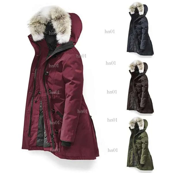Nuovo Canada Donna Rossclair Parka Cappotto caldo da esterno con pelliccia di lupo con cappuccio lungo di alta qualità Moda Piumino caldo382