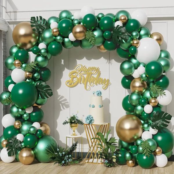 Outros suprimentos para festas de eventos Kit de arco de guirlanda de balão verde Balão de casamento Decoração de festa de aniversário infantil Festa Safari na selva Chá de bebê Balão de gênero revelado 231005