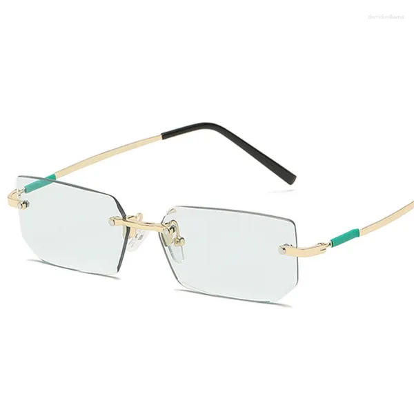 Sonnenbrille Mode Kleine Rechteck Frauen Retro Randlose Klare Ozean Objektiv Brillen Shades UV400 Männer Sonnenbrille