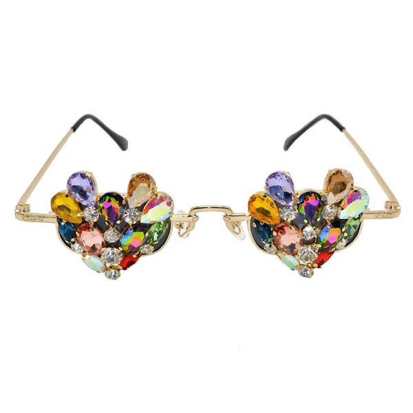 Güneş gözlüğü çerçeveleri vintage elmas kalp şekilli gözlük moda oval küçük çerçeve kadınlar parti dekorasyon Sunnies Gafas de Sol UV400 231005