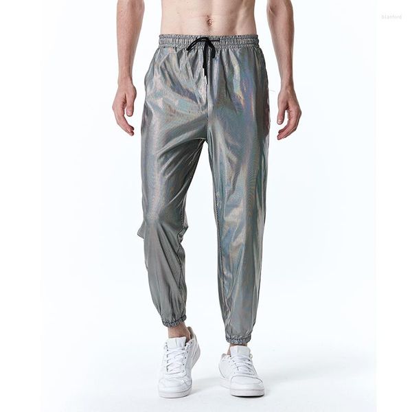 Männer Hosen Retro 70er Jahre Disco Kleidung Schönheit Streifen Bronzing Mann Bühne Druck Casual Für Männer