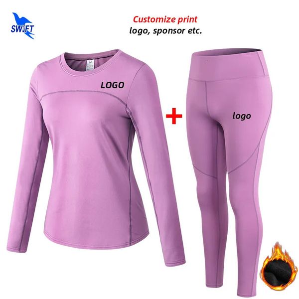 Completo da yoga in pile caldo invernale 2 pezzi Completo sportivo da donna Palestra Fitness Quick Dry Stretch Set da corsa Abbigliamento sportivo Tuta da allenamento personalizzata 231005