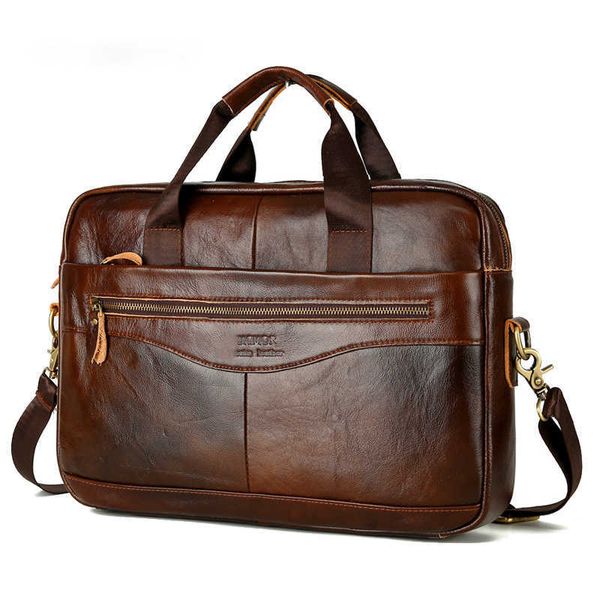 Портфели Мужские сумки из натуральной кожи Повседневные кожаные сумки для ноутбуков Мужские сумки через плечо для деловых поездок Мужская сумка через плечо 011323H