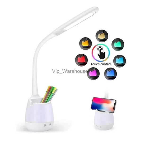 Lampade da tavolo Protezione per gli occhi Lampada da scrivania a LED Touch Dimming Rgb Atmosfera colorata Luce notturna per la lettura Studio Lampada da comodino per camera da letto per bambini YQ231006