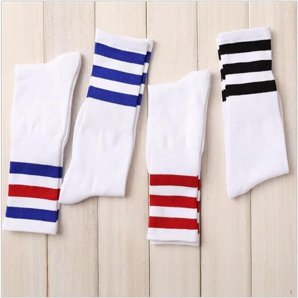 Ganz Neue Männer Frauen 3 Drei Streifen Baumwolle Socken Retro Old School Hiphop Skate Lange Kurze Meias harajuku weiß schwarz winter c282o