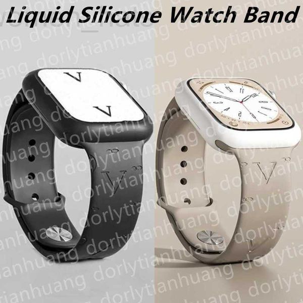 Assista Bandas Designer Straps WatBand para Apple Watseries 8 9 5 6 7 Iwatbands 4445Strap Link de substituição Sport Liquid Silicone Embossing 3D Côncavo Padrão