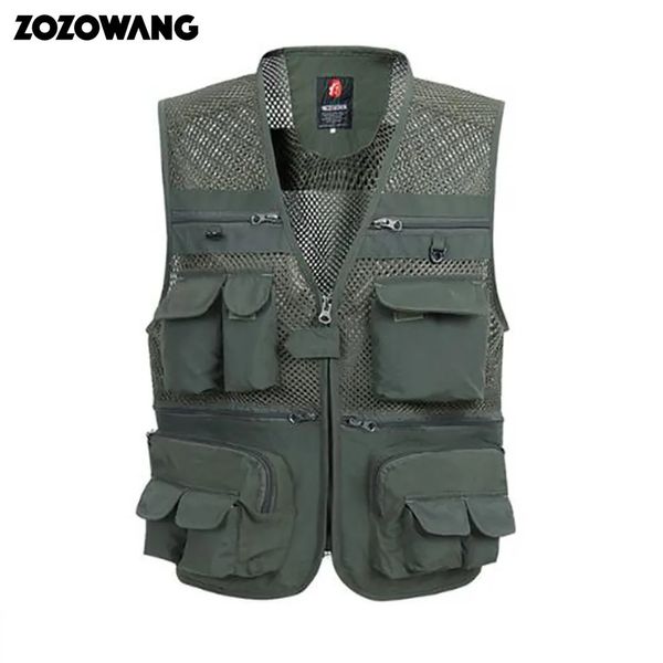 Gilet da uomo Gilet estivo in rete per uomo Primavera Autunno Gilet maschile casual sottile traspirante multitasche Gilet largo da uomo 5XL con molte tasche 231005