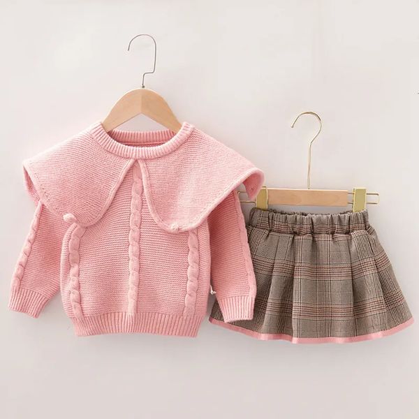 Комплекты одежды Chantalbaby, костюм для маленьких девочек, осенний новый корейский стиль, свитер для девочек, юбка в западном стиле, модный костюм из двух предметов принцессы 230927