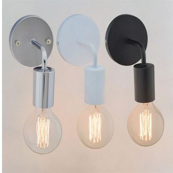 Loft americano vintage lâmpadas de parede industrial iluminação interior lâmpadas cabeceira luzes parede para decoração casa e27 preto branco color2778