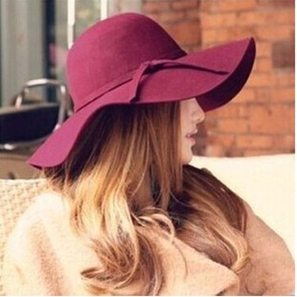 Nuovo 2020 Cappello di Estate Delle Signore delle Donne Fedora Spiaggia Cappelli da Sole Floppy Largo Tesa larga Cloche Bowler Pura Lana Cap210T