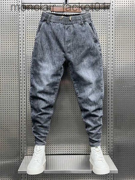 Calças de brim masculinas casuais gradiente cinza jeans moda masculina 2023 solto hip hop harem calças ao ar livre corredores designer streetwear j231006