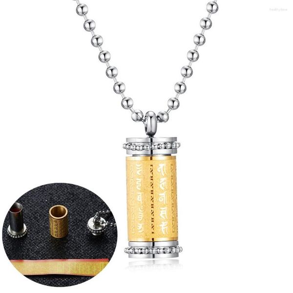 Colares Pingente Shurangama Mantra Cilindro Budista para Homens para o Tubo Oração Escritura Beaded Chain Amulet Jóias