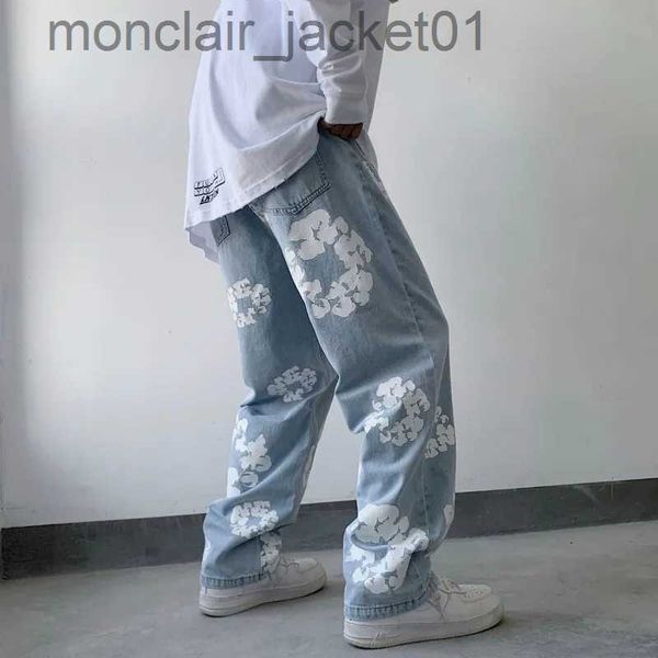 Herrenjeans Herbst und Winter Neue gerade Röhre Lässige vielseitige Hosen für Männer Koreanische Version Trend Neue personalisierte bedruckte Jeans mit weitem Bein J231006