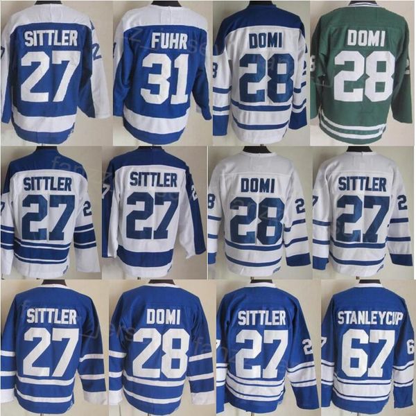 Uomo Vintage Hockey 28 Tie Domi Jersey Retire 31 Grant Fuhr 67 Stanleycup 27 Darryl Sittler 75th Anniversary Cuciture Retro Classic CCM Traspirante per gli appassionati di sport