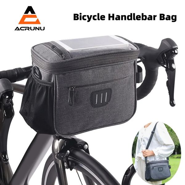 Cestos sacos de bicicleta isolado guiador saco mtb suporte do telefone com alça de tela de toque pacote frontal saco de volante 5l capacidade cesta de ciclismo 231005