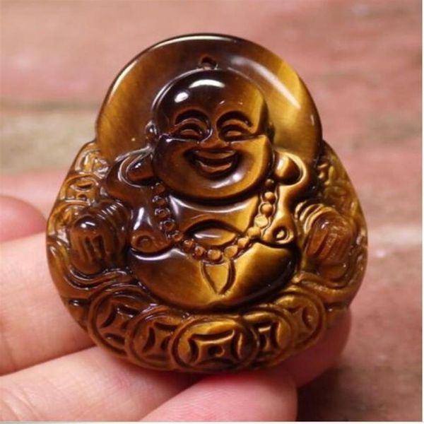 PINGENTE DE JADE Olho de Tigre CHINÊS Buda Deus Dinheiro Antigo Coin299F