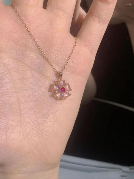 Astucci per gioielli Dolce piccola principessa Temperamento alla moda Collana con pendente in cristallo di diamante rosa e pesca Accessori femminili per ragazze carine.