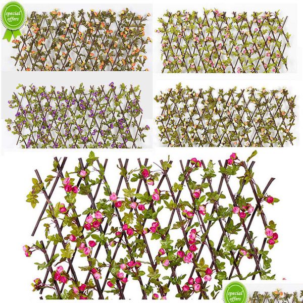 Другие садовые постройки Искусственный цветок розы Забор для уединения Стена Листья Деревянная телескопическая расширяющаяся решетка Лоза Лазящая рама Gardenin Dhirl
