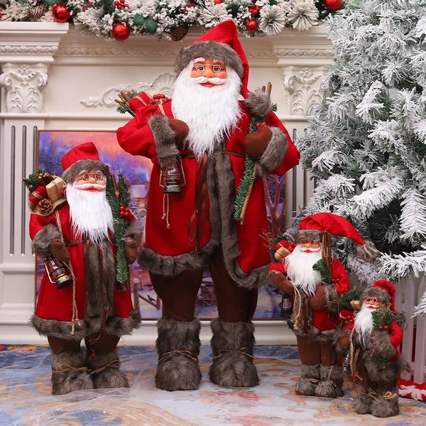 Decorazioni natalizie 90/60/45 cm Grande Babbo Natale Decorazioni di buon Natale per la casa Felice anno Tessuto per maglieria Vestiti Decorazioni per finestre per bambole 231005