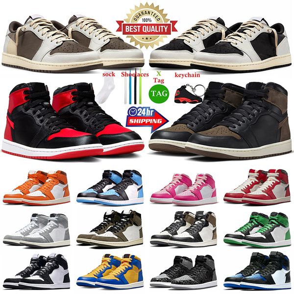 Jumpman 1 1s Scarpe da basket Taglia 13 Palomino Nero Phantom Low Reverse Mocha Offs Mid Space Jam Lucky Green Fierce Pink Cactus Jack White Uomo Sneakers dhgate 36-47