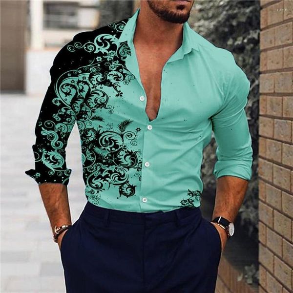 Camicie casual da uomo Camicia Grafica Couverture Nero / Rosso Grigio Giallo Blu Verde Stampa 3D Vacanza quotidiana Manica lunga Prin