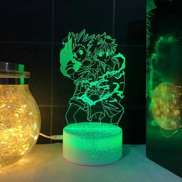 Tischlampen LED Nachtlicht Anime Angriff auf Titan für Home Room Decor Tischlampe Cool Kid Kind Geschenk Gon und Killua Figur YQ231006