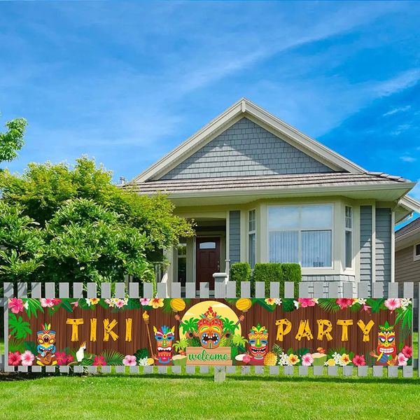Outros suprimentos para festas de eventos Decorações de festa TIKI verão tropical havaiano Luau suprimentos para festas Aloha TIKI pendurado sinal de quintal banner gramado decoração de parede ao ar livre 231005