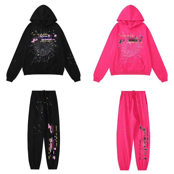 555 Spider Hoodie Designer Hoodie Mulheres Pulôver Rosa Spider Hoodie Vermelho Young Thug Hoodies Homens Mulheres Hoodie Bordado Spider Web Moletom Corredores Tamanho S-XL