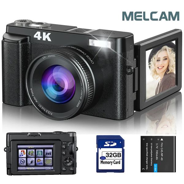 Digitalkameras 4K-Kamera für Fotografie und Video Autofokus AntiShake 48 MP Vlogging mit SD-Karte 3'' 180° Flip-Bildschirm 231006