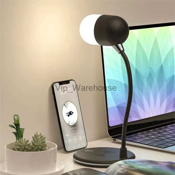 Tischlampen, LED-Tisch-Nachttischlampe, Schreibtisch-Nachtlicht mit schnellem kabellosem Ladegerät und Bluetooth-Lautsprecher, tragbare Schreibtischlampe für Schlafzimmer YQ231006