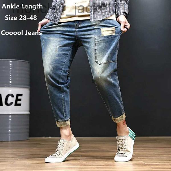 Erkek Kot Siyah Kot Pantolon Mavi Jean Sıkıntılı Erkekler Jogger Pants Hip Hop Harem Streç Erkek Genç Pantolon Artı 42 44 46 48 J231006