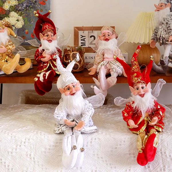 Decorazioni natalizie 50 cm Elfo bambola giocattolo ornamenti pendenti di Natale Decor elfo appeso su scaffale appeso in piedi decorazione regali di Natale 231005
