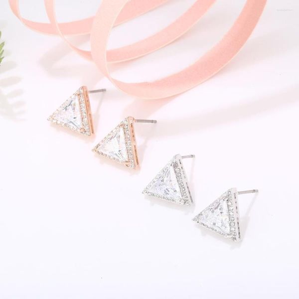 Ohrstecker Rosegold Dreieck Zirkonia für Frauen Farbe Geometrisch Modeschmuck Party Hochzeitsgeschenk 2023