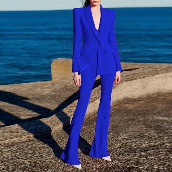 Damenanzüge Blazer Tide Marke Retro Modedesigner einfache Serie Anzugjacke Lion Einreiher Slim Plus Size Jacke Hose Set